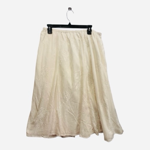JM Collection White Embroidered A-Line Skirt size XL elastic waist - Picture 8 of 8